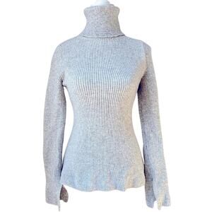 ZARA Gray Slit Sleeve Turtleneck Sweater Size Small | Classic, Minimal, 90s